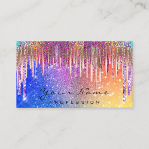 Nails Makeup Artist Holograph Drip Glitter Rainbo Business Card