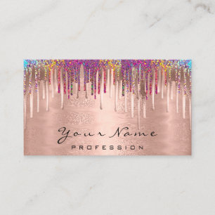Nails Makeup Artist Holograph Rose Gold Business Card