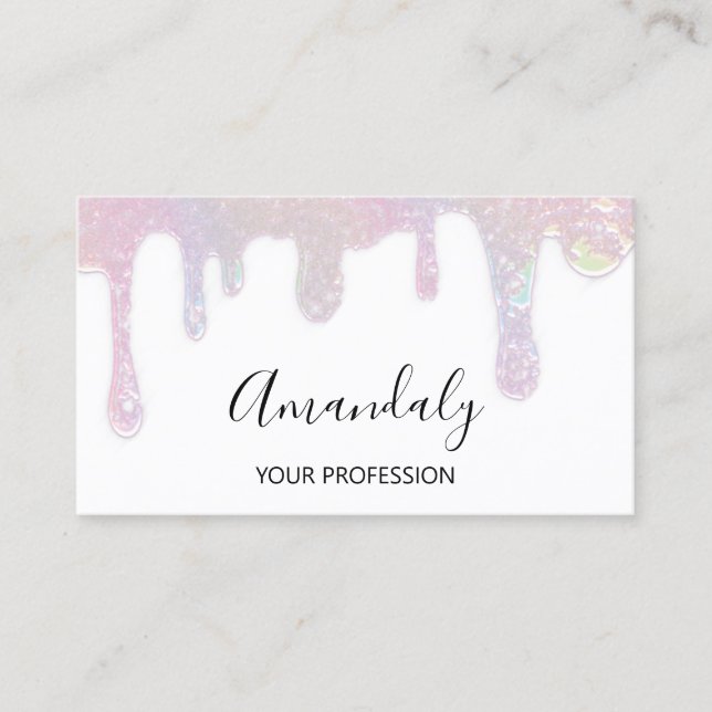 Nails Makeup Artist Lash Logo Logo Drip White Business Card (Front)