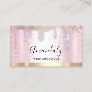 Nails Makeup Artist Lash Logo Pink Drips Business Card