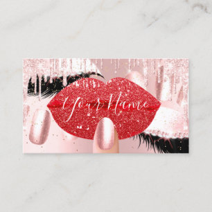 Nails Makeup Artist Red Kiss Lip Lash QRCODE Logo Business Card