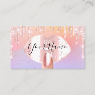 Nails Makeup Purple Pink Drips Kiss Lips Luminous Business Card