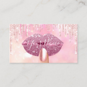 Nails Manicure Makeup Pink Drips Kiss Lips Business Card