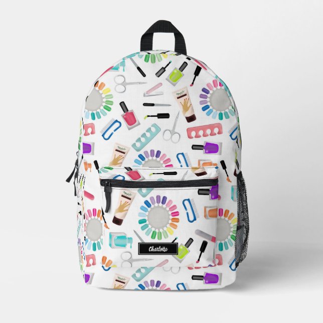 Nails Manicure Pedicure Beauty Makeup Custom Name Printed Backpack (Front)