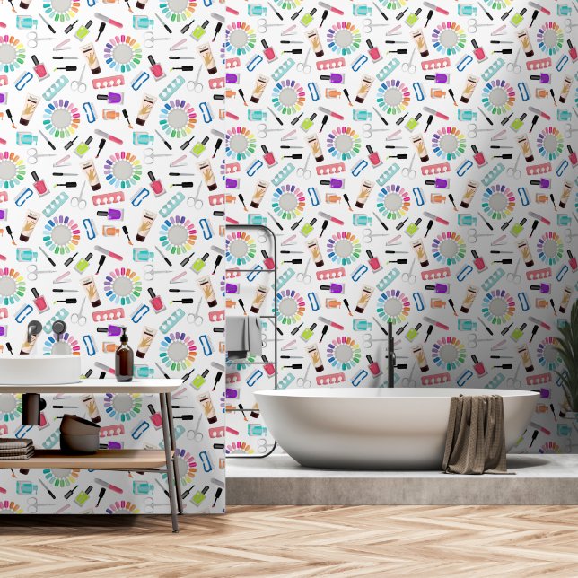 Nails Manicure Pedicure Beauty Salon  Wallpaper (Bathroom)