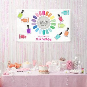 Nails Manicure Pedicure Mani Pedi Girls Birthday Banner
