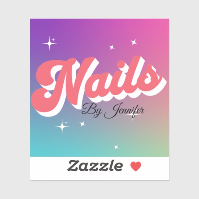 Nails Multicolor Logo Customise Name  (Sheet)