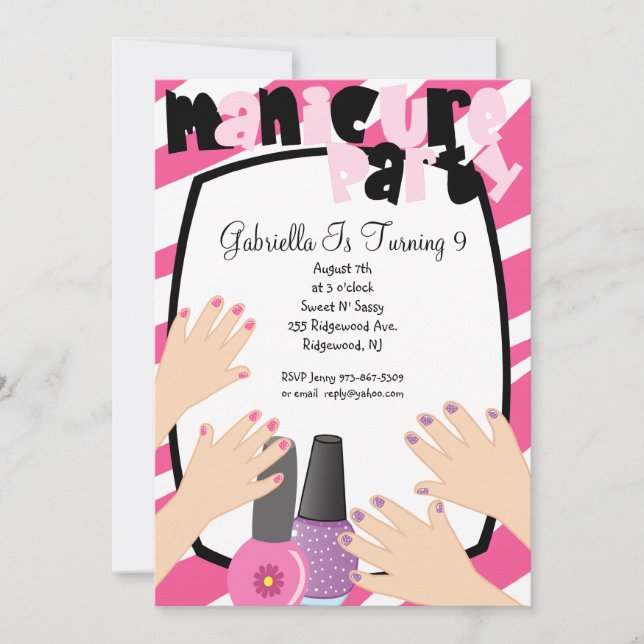 Nails, Nails, Nails Manicure Spa Birthday Party Invitation (Front)