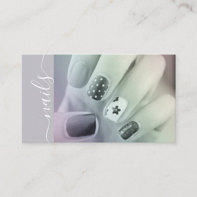 Nails Photo Image Template Calligraphy Signature Business Card (Front)
