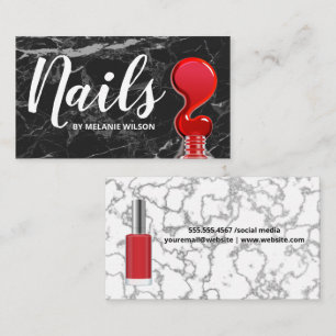 Nails   Red Nail Polish Pour   Marble Business Card