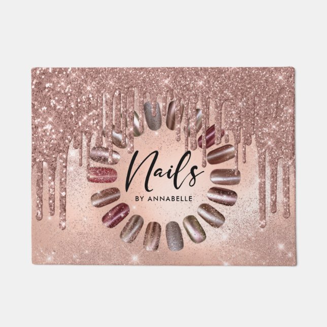 Nails Rose Gold Typography Doormat (Front)