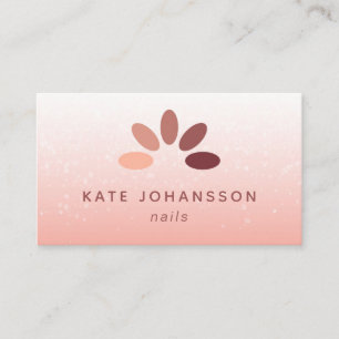 Nails Salon Logo Modern Peach Rosy Manicurist Business Card