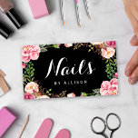 Nails Salon Nail Technician Romantic Floral Wrap Business Card<br><div class="desc">Make a great impression with this stylish "Nails Salon Nail Technician Romantic Floral Wrap" Business Card template. Create yours today!
(1) For further customisation,  please click the "customise further" link and use our design tool to modify this template. 
(2) If you need help or matching items,  please contact me.</div>