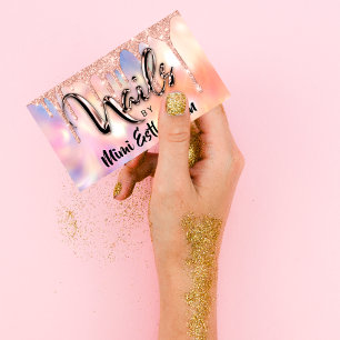Nails Studio Artist Acrylic Drip Glitter Holograph Business Card
