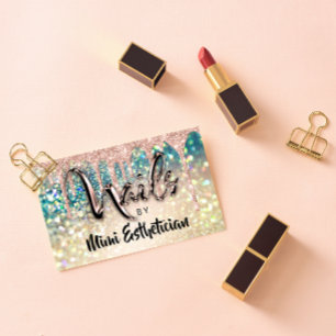 Nails Studio Artist Acrylic Drip Glitter Holograph Business Card