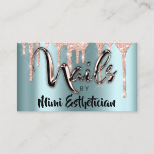 Nails Studio Artist Acrylic Drips Glitter Blue Business Card