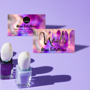 Nails Studio Artist Acrylic Drips Glitter Purple Business Card