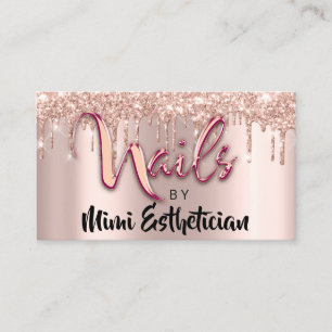 Nails Studio Artist Drips Glitter Rose Gold Business Card