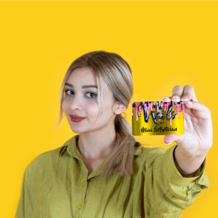 Nails Studio Artist Nails Script Logo Mustard Drip Business Card