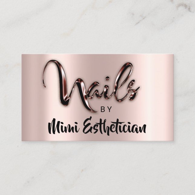 Nails Studio Artist Nails Script Logo Rose Brown Business Card (Front)