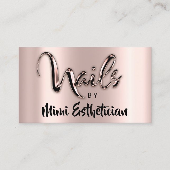 Nails Studio Artist Nails Script Logo Rose Metalic Business Card (Front)