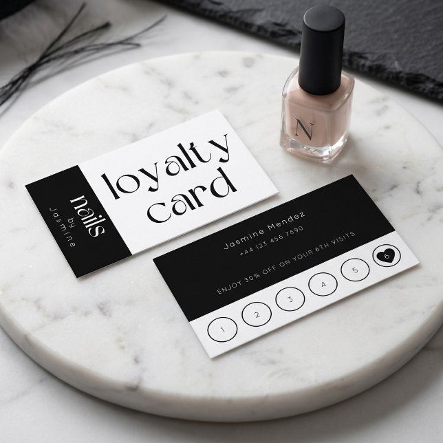 Nails Studio Black And White Client Loyalty Card  (Creator Uploaded)
