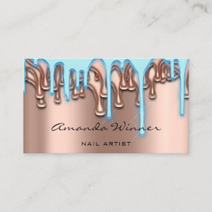Nails Studio Drip Rose QR Code Logo Wax Body Blue Business Card