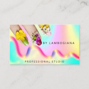 Nails Studio Logo Holograph QR Code Modern Business Card