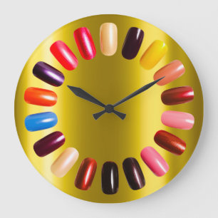 Nails Studio Red Yellow Purple Nails Stylist Large Clock
