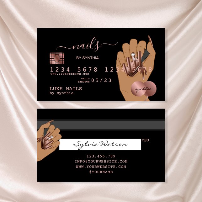 Nails Technician Credit Card Styled Rose Gold Drip (Creator Uploaded)
