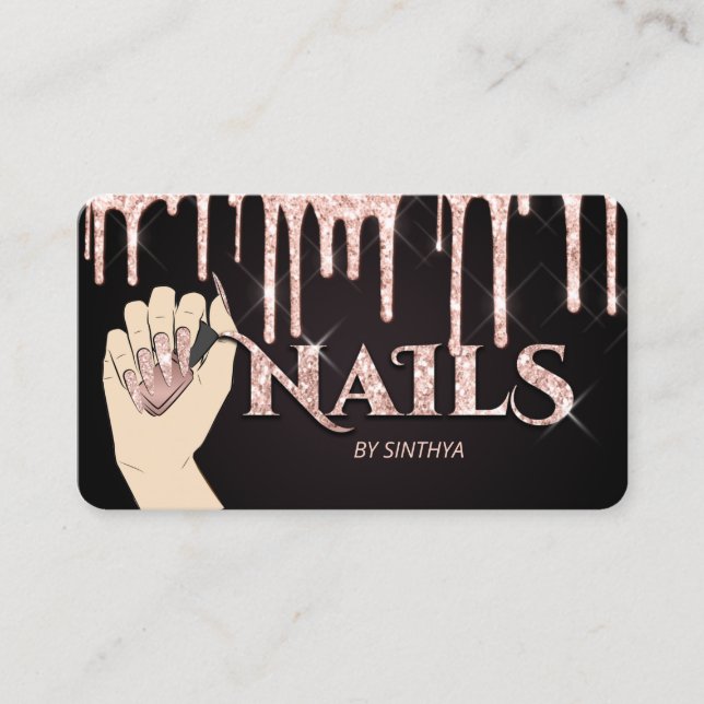 Nails technician nail art glam trendy modern business card (Front)