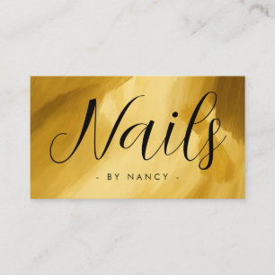 Nails Typography Gold brush stroke  Business Card