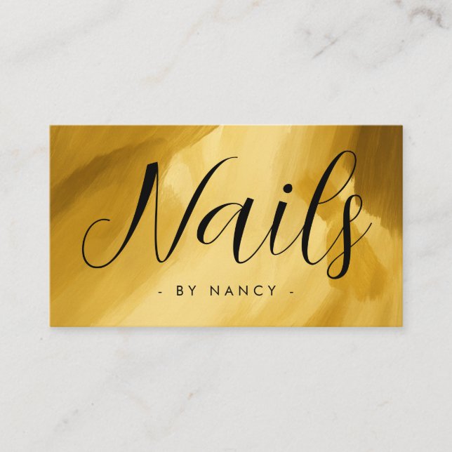 Nails Typography Gold brush stroke  Business Card (Front)