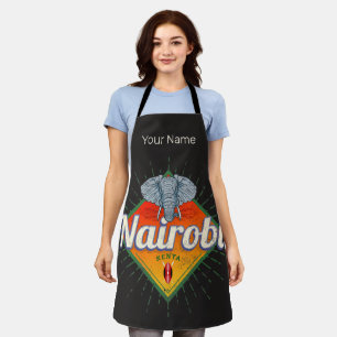 Nairobi Capital Kenya Elephant Vintage Africa Apron