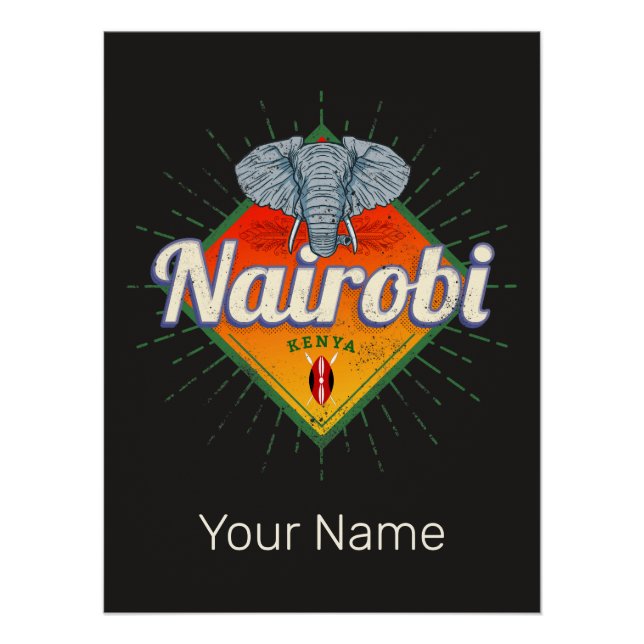 Nairobi Capital Kenya Elephant Vintage Africa Poster (Front)