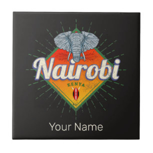 Nairobi Capital Kenya Elephant Vintage Africa Tile