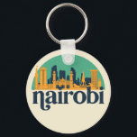 Nairobi Kenya City Skyline Retro Cityscape Art Key Ring<br><div class="desc">Vintage and retro city design with beautiful skyline, tourist attraction and cityscape art. Cool skyscraper and building silhouette illustration merchandise for tourist and traveller. Perfect as souvenir to bring back home when travelling around the world. Save the memory of your travel and vacation with family and friends. Background colour can...</div>