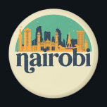 Nairobi Kenya City Skyline Retro Cityscape Art Magnet<br><div class="desc">Vintage and retro city design with beautiful skyline, tourist attraction and cityscape art. Cool skyscraper and building silhouette illustration merchandise for tourist and traveller. Perfect as souvenir to bring back home when travelling all around the world. Save the memory of your travel and vacation with family and friends. Background colour...</div>