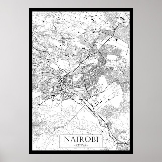 Nairobi Kenya Map Poster (Front)