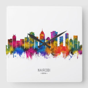 Nairobi Kenya Skyline Square Wall Clock