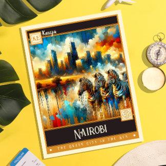 Nairobi, Kenya | Vintage Painting Postcard