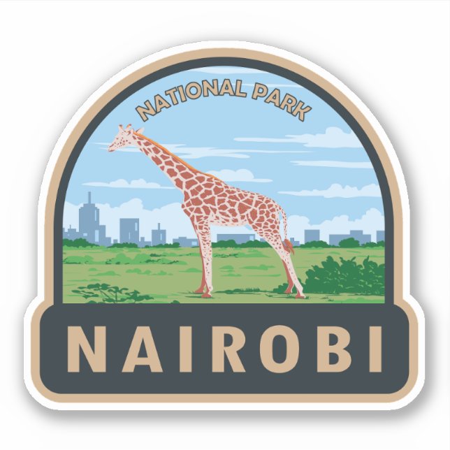 Nairobi National Park Giraffe Travel Art Vintage (Front)