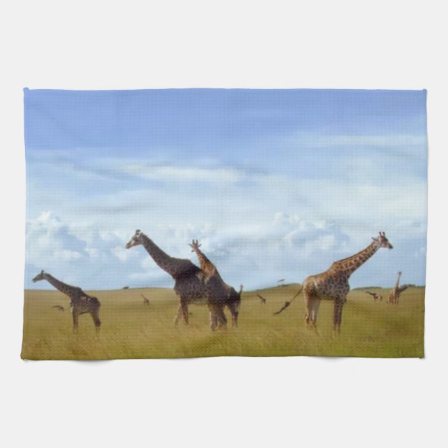 Nairobi National Park Giraffes” Design Tea Towel (Horizontal)