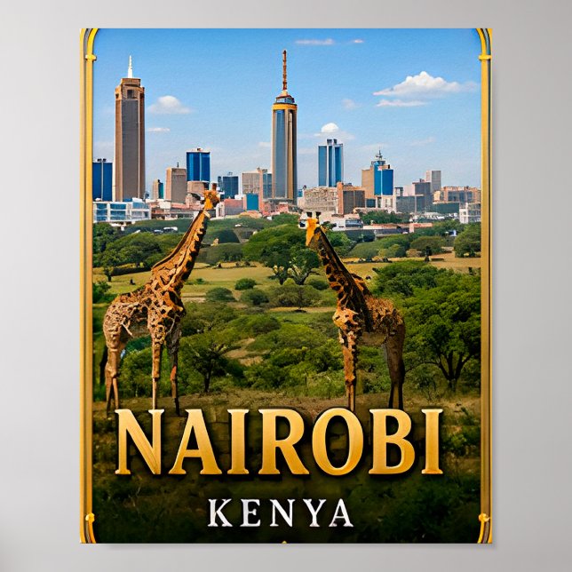 Nairobi Skyline and Wildlife Adventure Poster (Front)