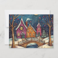 NAIVE ART Christmas card postcard