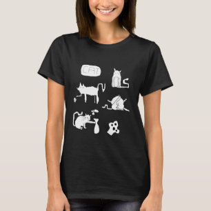 Naive Cat Drawing Funny Cute Crazy Pet Kitten T-Shirt