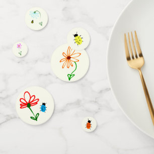 Naive Garden Party Set Colourful Bugs and Flowers Confetti