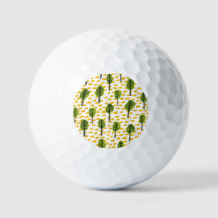Naive Green Black Tree Pattern Golf Balls