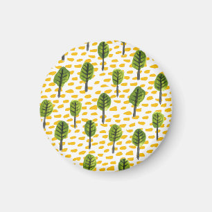 Naive Green Black Tree Pattern Magnet