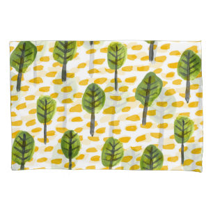Naive Green Black Tree Pattern Pillowcase